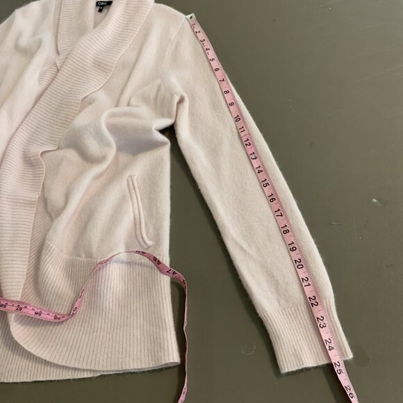 Quince Womens XL 100% Cashmere Cardigan Sweater Open Cowl Neck Pockets Pink - Picture 10 of 11